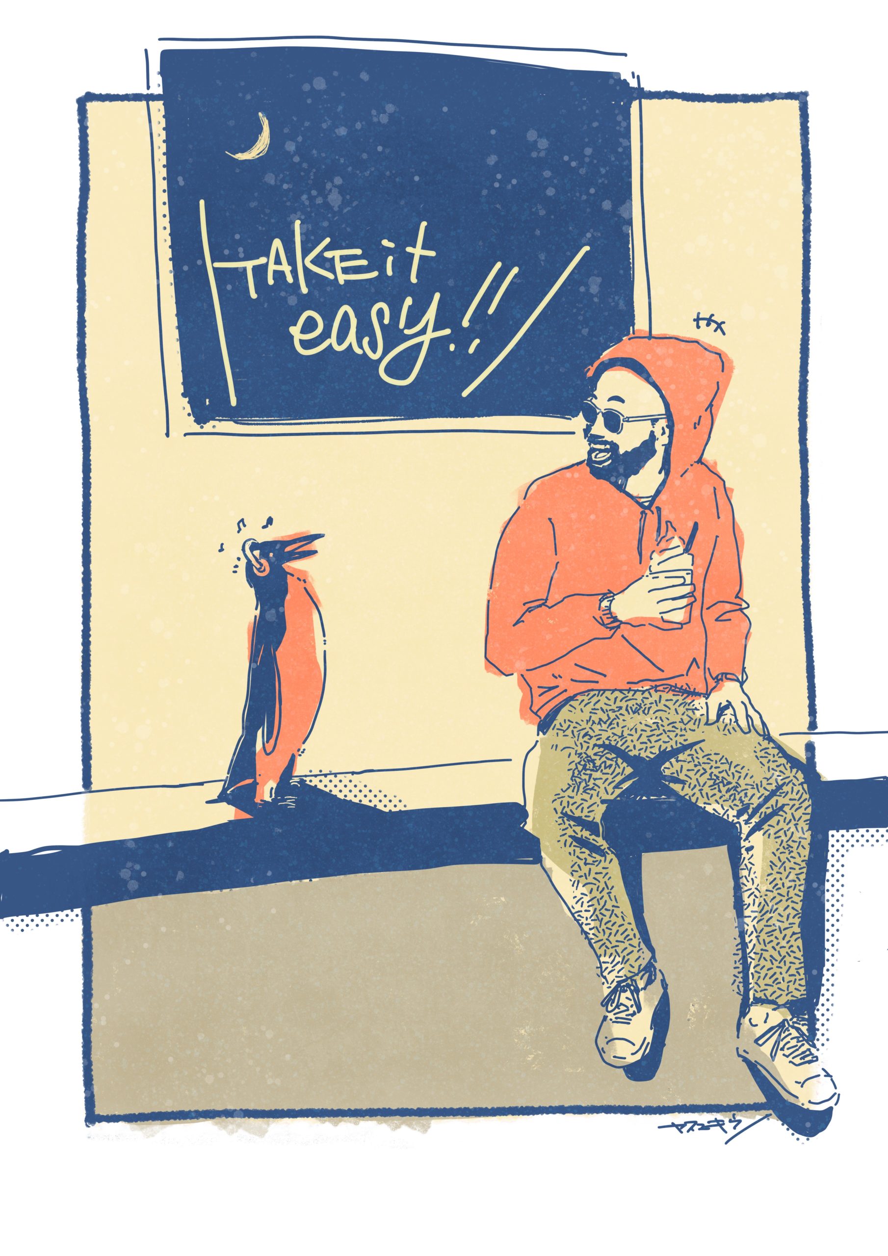 TAKE IT EASY-MOON AT THE WINDOW